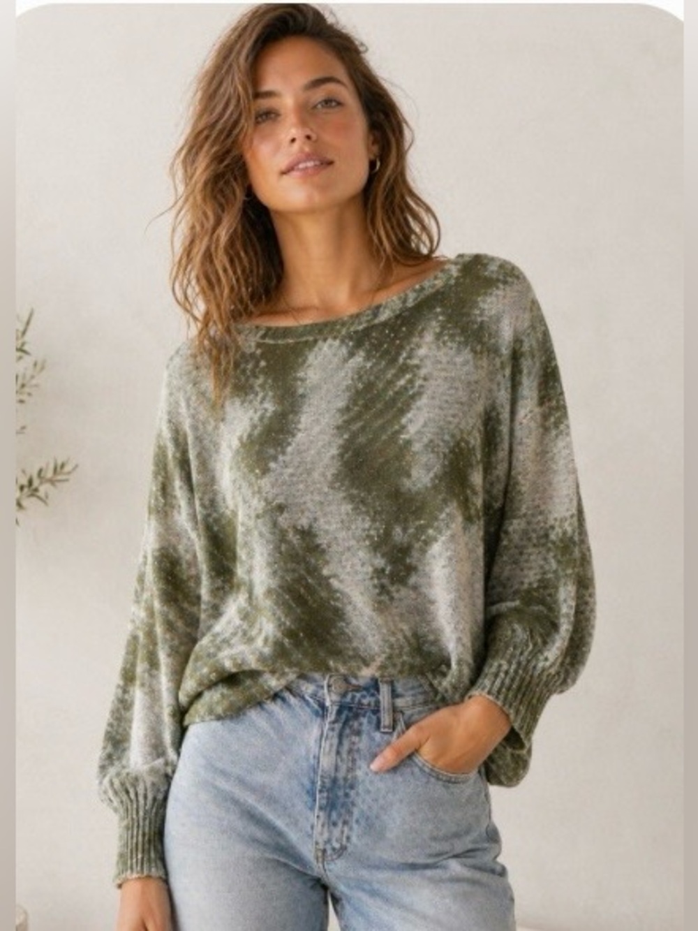 Luisa Ricci Italy Olive Tie Dye Knit Top Boho
Relaxed Sweater Oversized
